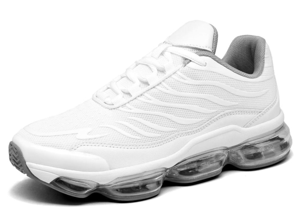 Men's Air Running Shoes Non Slip Workout Casual Sport Shoes for Men Basketball Sneakers Fashion Tennis Sport Fitness Cross Trainers - White