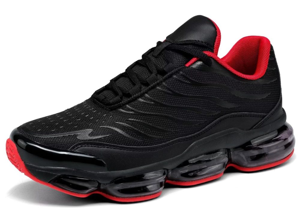 Men's Air Running Shoes Non Slip Workout Casual Sport Shoes for Men Basketball Sneakers Fashion Tennis Sport Fitness Cross Trainers - Black/Red